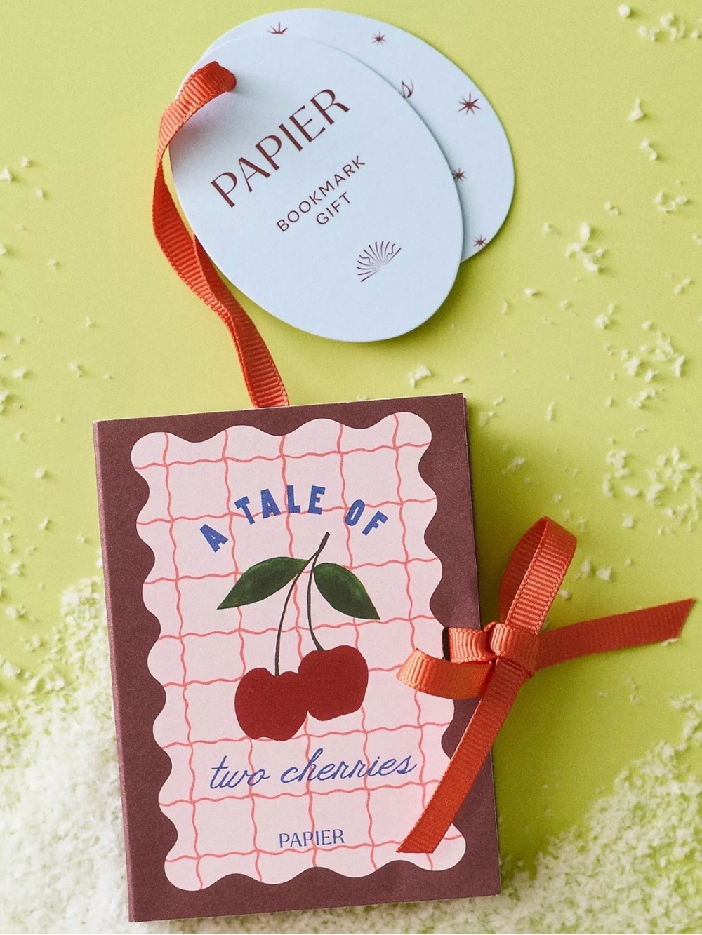 Anthropologie x Papier A Tale Of Two Cherries Mini Book Brass Bookmark Set NEW - Picture 1 of 11